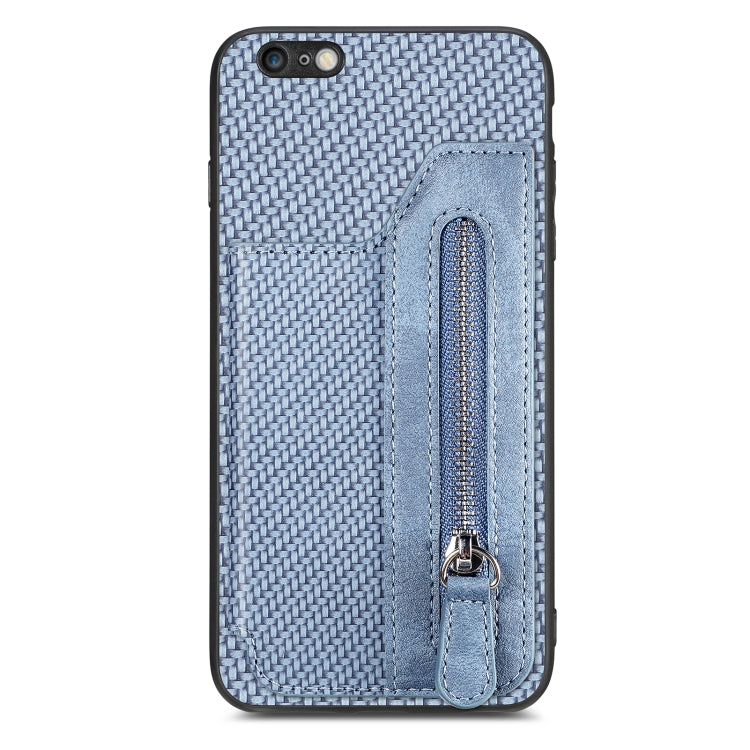 Custodia per cellulare a portafoglio con cerniera orizzontale in fibra di carbonio, For iPhone 6 / 6s, For iPhone 6 Plus / 6s Plus