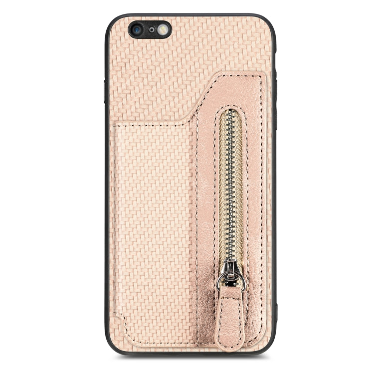 Custodia per cellulare a portafoglio con cerniera orizzontale in fibra di carbonio, For iPhone 6 / 6s, For iPhone 6 Plus / 6s Plus