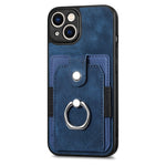 Retro cassa del telefono del raccoglitore della carta dell'anello di pelle-tatto, For iPhone 13 mini, For iPhone 13, For iPhone 13 Pro, For iPhone 13 Pro Max