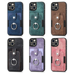 Retro cassa del telefono del raccoglitore della carta dell'anello di pelle-tatto, For iPhone 13 mini, For iPhone 13, For iPhone 13 Pro, For iPhone 13 Pro Max