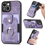 Retro cassa del telefono del raccoglitore della carta dell'anello di pelle-tatto, For iPhone 13 mini, For iPhone 13, For iPhone 13 Pro, For iPhone 13 Pro Max
