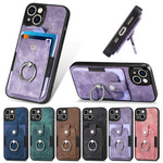 Retro cassa del telefono del raccoglitore della carta dell'anello di pelle-tatto, For iPhone 11, For iPhone 11 Pro, For iPhone 11 Pro Max, For iPhone X / XS