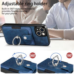Retro cassa del telefono del raccoglitore della carta dell'anello di pelle-tatto, For iPhone XS Max, For iPhone XR, For iPhone SE 2022 / 2020 / 7 / 8, For iPhone 7 Plus / 8 Plus