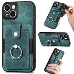 Retro cassa del telefono del raccoglitore della carta dell'anello di pelle-tatto, For iPhone XS Max, For iPhone XR, For iPhone SE 2022 / 2020 / 7 / 8, For iPhone 7 Plus / 8 Plus