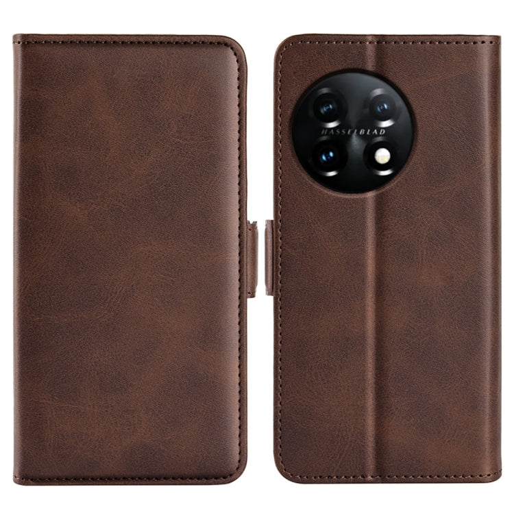 Per OnePlus 11 Custodia per telefono in pelle con fibbia magnetica a doppio lato, For OnePlus 11