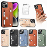 Cassa del telefono della copertura posteriore del raccoglitore della carta del cavalletto del braccialetto con il coltello dell'attrezzo, For iPhone 14, For iPhone 14 Pro, For iPhone 14 Plus, For iPhone 14 Pro Max