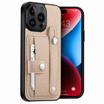 Cassa del telefono della copertura posteriore del raccoglitore della carta del cavalletto del braccialetto con il coltello dell'attrezzo, For iPhone 14, For iPhone 14 Pro, For iPhone 14 Plus, For iPhone 14 Pro Max