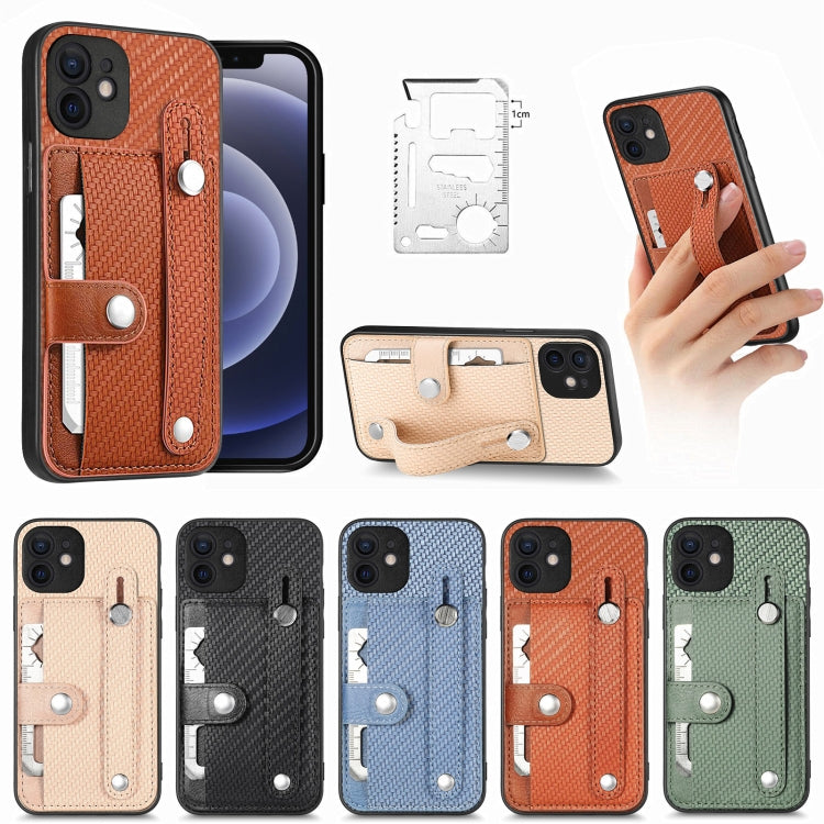 Cassa del telefono della copertura posteriore del raccoglitore della carta del cavalletto del braccialetto con il coltello dell'attrezzo, For iPhone 12 mini, For iPhone 12, For iPhone 12 Pro, For iPhone 12 Pro Max