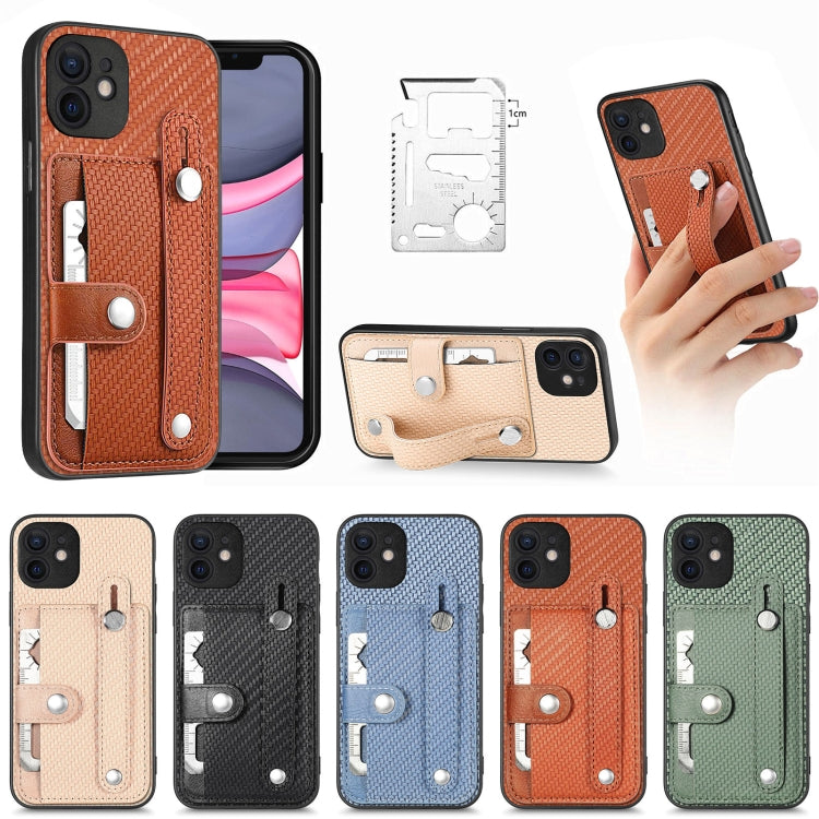 Cassa del telefono della copertura posteriore del raccoglitore della carta del cavalletto del braccialetto con il coltello dell'attrezzo, For iPhone 11, For iPhone 11 Pro, For iPhone 11 Pro Max, For iPhone X / XS