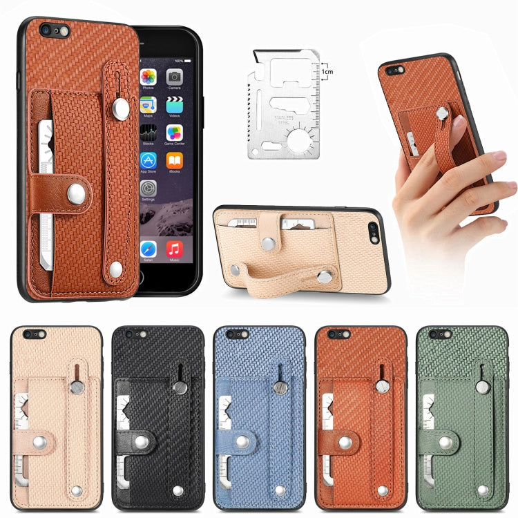 Cassa del telefono della copertura posteriore del raccoglitore della carta del cavalletto del braccialetto con il coltello dell'attrezzo, For iPhone 6 / 6s, For  iPhone 6 Plus / 6s Plus