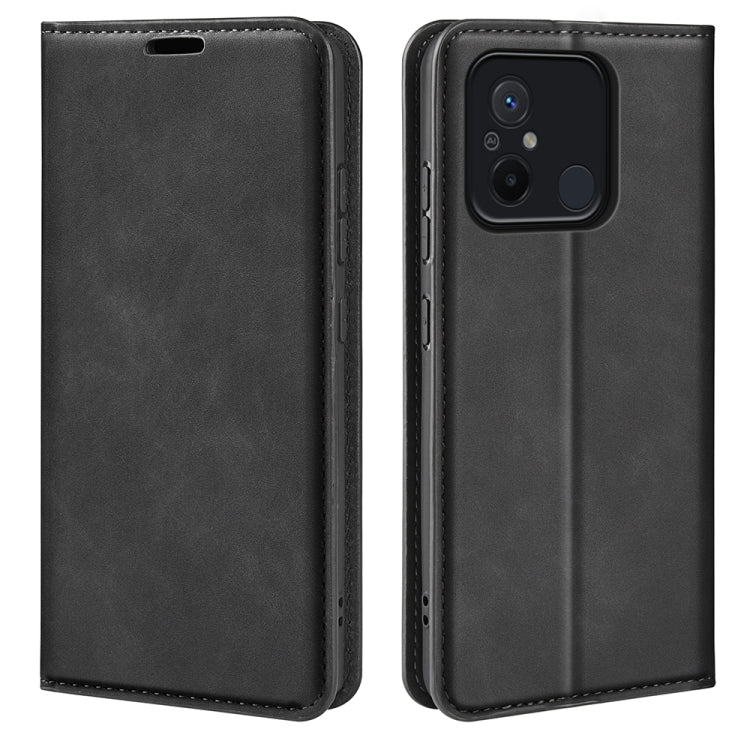Per Xiaomi Redmi 12C Custodia per telefono in pelle con aspirazione magnetica retro-pelle, For Xiaomi Redmi 12C