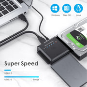 Convertitore adattatore per disco rigido da USB 3.0 a SATA o IDE con funzione di clonazione