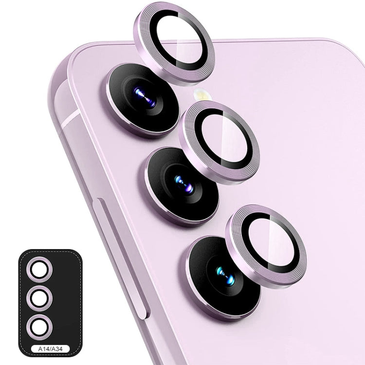 Per Samsung Galaxy A14 / A34 ENKAY Hat-Prince 9H Obiettivo fotocamera posteriore Anello in lega di alluminio Pellicola in vetro temperato, For Samsung Galaxy A14 / A34