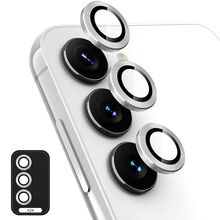 Per Samsung Galaxy A24 ENKAY Hat-Prince 9H obiettivo fotocamera posteriore anello in lega di alluminio pellicola in vetro temperato, For Samsung Galaxy A24