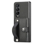 Cassa del telefono della copertura posteriore del raccoglitore della carta del cavalletto del braccialetto, For Samsung Galaxy Z Fold4, For Samsung Galaxy Z Fold3, For Samsung Galaxy Z Fold2, For Samsung Galaxy Z Flip4