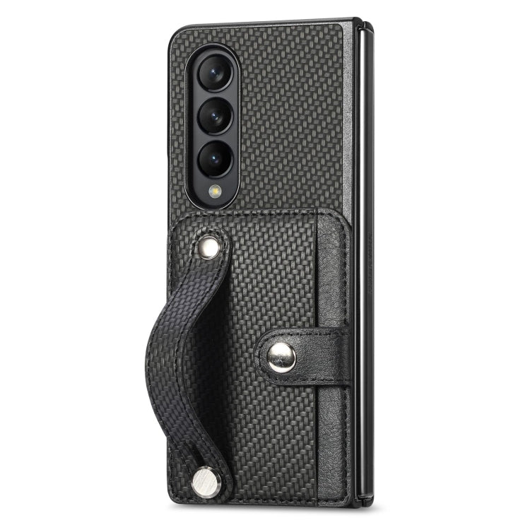 Cassa del telefono della copertura posteriore del raccoglitore della carta del cavalletto del braccialetto, For Samsung Galaxy Z Fold4, For Samsung Galaxy Z Fold3, For Samsung Galaxy Z Fold2, For Samsung Galaxy Z Flip4