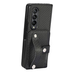 Cassa del telefono della copertura posteriore del raccoglitore della carta del cavalletto del braccialetto, For Samsung Galaxy Z Fold4, For Samsung Galaxy Z Fold3, For Samsung Galaxy Z Fold2, For Samsung Galaxy Z Flip4
