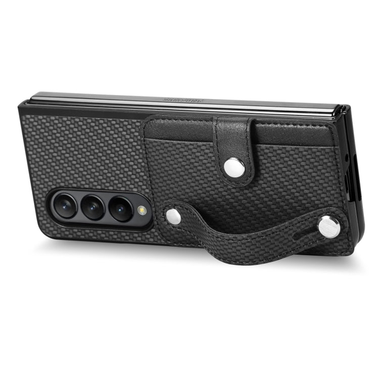 Cassa del telefono della copertura posteriore del raccoglitore della carta del cavalletto del braccialetto, For Samsung Galaxy Z Fold4, For Samsung Galaxy Z Fold3, For Samsung Galaxy Z Fold2, For Samsung Galaxy Z Flip4