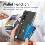 Cassa del telefono della copertura posteriore del raccoglitore della carta del cavalletto del braccialetto, For Samsung Galaxy Z Fold4, For Samsung Galaxy Z Fold3, For Samsung Galaxy Z Fold2, For Samsung Galaxy Z Flip4