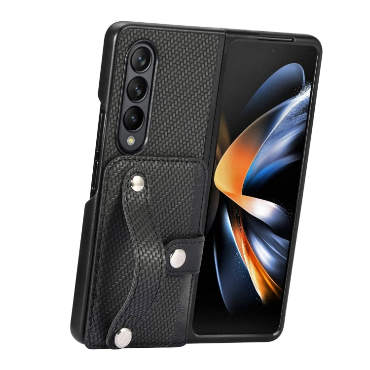Cassa del telefono della copertura posteriore del raccoglitore della carta del cavalletto del braccialetto, For Samsung Galaxy Z Fold4, For Samsung Galaxy Z Fold3, For Samsung Galaxy Z Fold2, For Samsung Galaxy Z Flip4