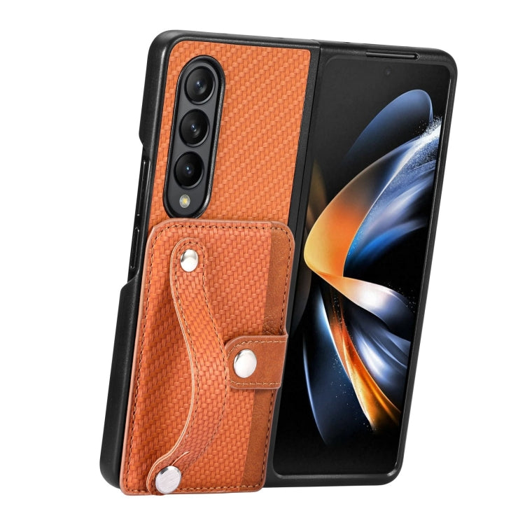 Cassa del telefono della copertura posteriore del raccoglitore della carta del cavalletto del braccialetto, For Samsung Galaxy Z Fold4, For Samsung Galaxy Z Fold3, For Samsung Galaxy Z Fold2, For Samsung Galaxy Z Flip4