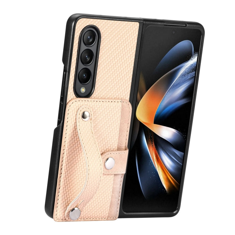 Cassa del telefono della copertura posteriore del raccoglitore della carta del cavalletto del braccialetto, For Samsung Galaxy Z Fold4, For Samsung Galaxy Z Fold3, For Samsung Galaxy Z Fold2, For Samsung Galaxy Z Flip4