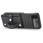 Cassa del telefono della copertura posteriore del raccoglitore della carta del cavalletto del braccialetto, For Samsung Galaxy Z Flip3 5G, For Samsung Galaxy Z Flip 5G, For OPPO Find N2 Flip