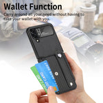 Cassa del telefono della copertura posteriore del raccoglitore della carta del cavalletto del braccialetto, For Samsung Galaxy Z Flip3 5G, For Samsung Galaxy Z Flip 5G, For OPPO Find N2 Flip