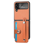 Cassa del telefono della copertura posteriore del raccoglitore della carta del cavalletto del braccialetto, For Samsung Galaxy Z Flip3 5G, For Samsung Galaxy Z Flip 5G, For OPPO Find N2 Flip