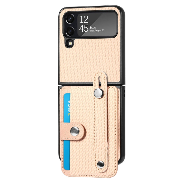 Cassa del telefono della copertura posteriore del raccoglitore della carta del cavalletto del braccialetto, For Samsung Galaxy Z Flip3 5G, For Samsung Galaxy Z Flip 5G, For OPPO Find N2 Flip