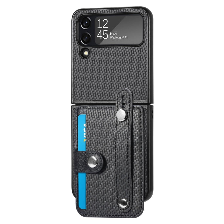Cassa del telefono della copertura posteriore del raccoglitore della carta del cavalletto del braccialetto, For Samsung Galaxy Z Flip3 5G, For Samsung Galaxy Z Flip 5G, For OPPO Find N2 Flip