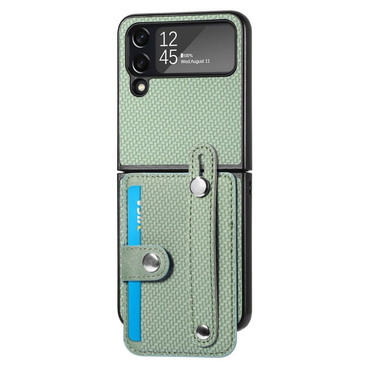 Cassa del telefono della copertura posteriore del raccoglitore della carta del cavalletto del braccialetto, For Samsung Galaxy Z Flip3 5G, For Samsung Galaxy Z Flip 5G, For OPPO Find N2 Flip