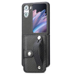 Cassa del telefono della copertura posteriore del raccoglitore della carta del cavalletto del braccialetto, For Samsung Galaxy Z Flip3 5G, For Samsung Galaxy Z Flip 5G, For OPPO Find N2 Flip
