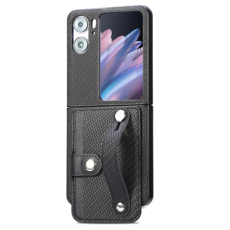 Cassa del telefono della copertura posteriore del raccoglitore della carta del cavalletto del braccialetto, For Samsung Galaxy Z Flip3 5G, For Samsung Galaxy Z Flip 5G, For OPPO Find N2 Flip