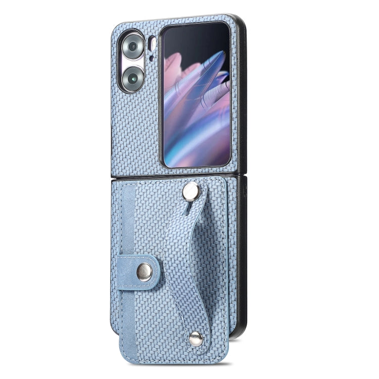 Cassa del telefono della copertura posteriore del raccoglitore della carta del cavalletto del braccialetto, For Samsung Galaxy Z Flip3 5G, For Samsung Galaxy Z Flip 5G, For OPPO Find N2 Flip