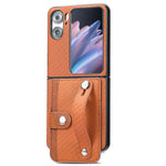 Cassa del telefono della copertura posteriore del raccoglitore della carta del cavalletto del braccialetto, For Samsung Galaxy Z Flip3 5G, For Samsung Galaxy Z Flip 5G, For OPPO Find N2 Flip