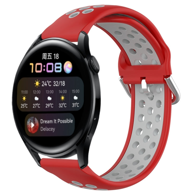 Cinturino sportivo in silicone traspirante perforato da 22 mm, For Huawei Watch 3