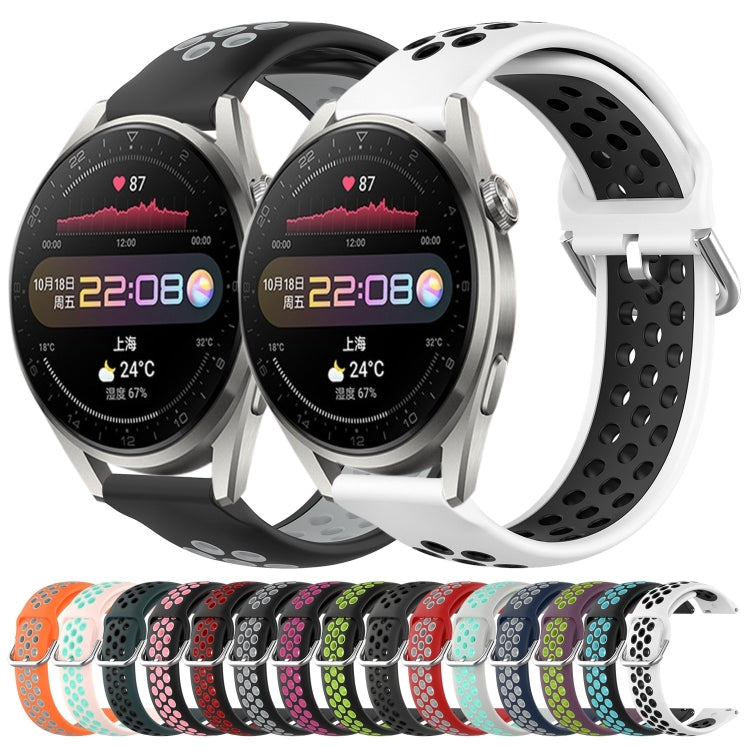 Cinturino sportivo in silicone traspirante perforato da 22 mm, For Huawei Watch 3 Pro