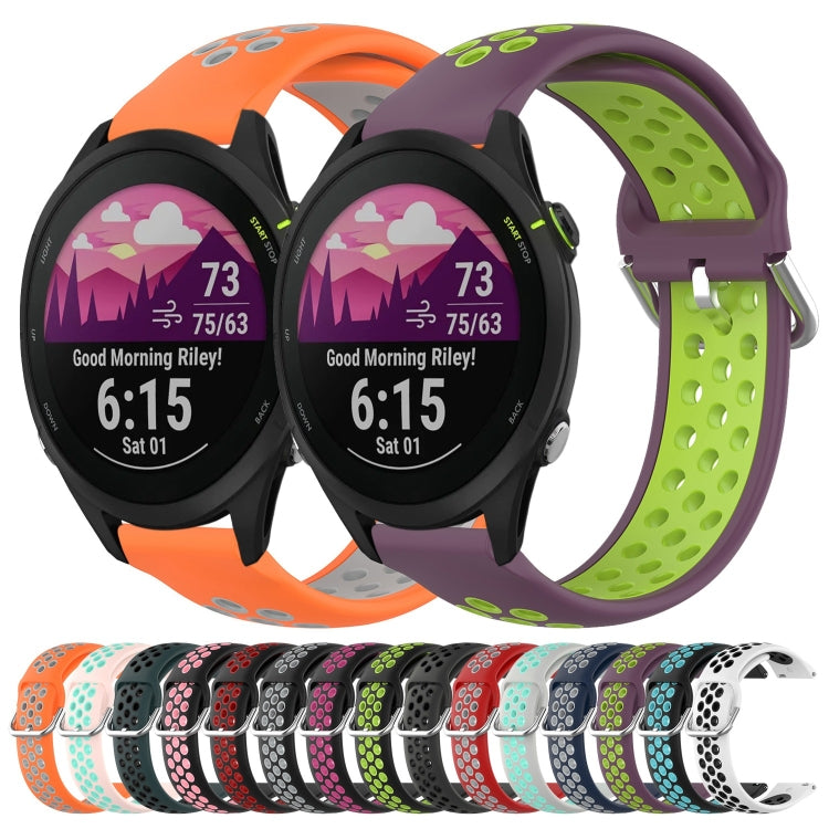 Cinturino sportivo in silicone traspirante perforato da 22 mm, For Garmin Forerunner 255 Music