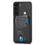 Portafoglio in fibra di carbonio Flip Card Custodia per telefono con supporto a forma di K, For Samsung Galaxy S22 5G, For Samsung Galaxy S22+ 5G, For Samsung Galaxy S22 Ultra 5G, For Samsung Galaxy S21 5G