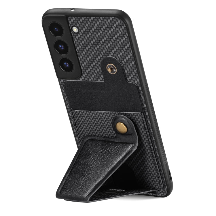Portafoglio in fibra di carbonio Flip Card Custodia per telefono con supporto a forma di K, For Samsung Galaxy S22 5G, For Samsung Galaxy S22+ 5G, For Samsung Galaxy S22 Ultra 5G, For Samsung Galaxy S21 5G