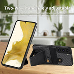 Portafoglio in fibra di carbonio Flip Card Custodia per telefono con supporto a forma di K, For Samsung Galaxy S22 5G, For Samsung Galaxy S22+ 5G, For Samsung Galaxy S22 Ultra 5G, For Samsung Galaxy S21 5G