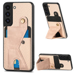 Portafoglio in fibra di carbonio Flip Card Custodia per telefono con supporto a forma di K, For Samsung Galaxy S22 5G, For Samsung Galaxy S22+ 5G, For Samsung Galaxy S22 Ultra 5G, For Samsung Galaxy S21 5G