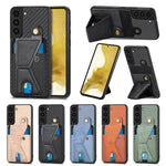 Portafoglio in fibra di carbonio Flip Card Custodia per telefono con supporto a forma di K, For Samsung Galaxy S22 5G, For Samsung Galaxy S22+ 5G, For Samsung Galaxy S22 Ultra 5G, For Samsung Galaxy S21 5G