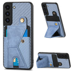 Portafoglio in fibra di carbonio Flip Card Custodia per telefono con supporto a forma di K, For Samsung Galaxy S22 5G, For Samsung Galaxy S22+ 5G, For Samsung Galaxy S22 Ultra 5G, For Samsung Galaxy S21 5G