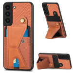 Portafoglio in fibra di carbonio Flip Card Custodia per telefono con supporto a forma di K, For Samsung Galaxy S22 5G, For Samsung Galaxy S22+ 5G, For Samsung Galaxy S22 Ultra 5G, For Samsung Galaxy S21 5G