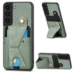Portafoglio in fibra di carbonio Flip Card Custodia per telefono con supporto a forma di K, For Samsung Galaxy S22 5G, For Samsung Galaxy S22+ 5G, For Samsung Galaxy S22 Ultra 5G, For Samsung Galaxy S21 5G