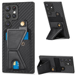 Portafoglio in fibra di carbonio Flip Card Custodia per telefono con supporto a forma di K, For Samsung Galaxy S22 5G, For Samsung Galaxy S22+ 5G, For Samsung Galaxy S22 Ultra 5G, For Samsung Galaxy S21 5G