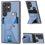 Portafoglio in fibra di carbonio Flip Card Custodia per telefono con supporto a forma di K, For Samsung Galaxy S22 5G, For Samsung Galaxy S22+ 5G, For Samsung Galaxy S22 Ultra 5G, For Samsung Galaxy S21 5G