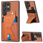 Portafoglio in fibra di carbonio Flip Card Custodia per telefono con supporto a forma di K, For Samsung Galaxy S22 5G, For Samsung Galaxy S22+ 5G, For Samsung Galaxy S22 Ultra 5G, For Samsung Galaxy S21 5G